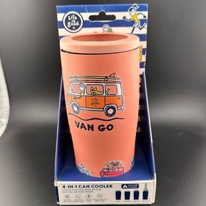LIFE IS GOOD “ VAN GO “ SURFBOARD Peach Color Stainless Cooler 4-in-1 NEW IN BOX